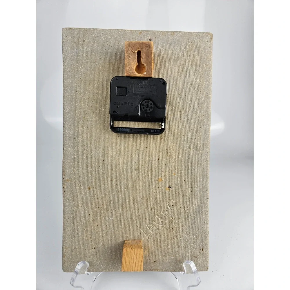 Signed Lauer Studio Pottery Wall Clock‎ Ceramic Slab Art Clock TESTED